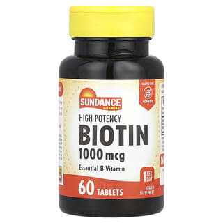 Sundance Vitamins, Biotina de alta potencia, 1000 mcg, 60 comprimidos