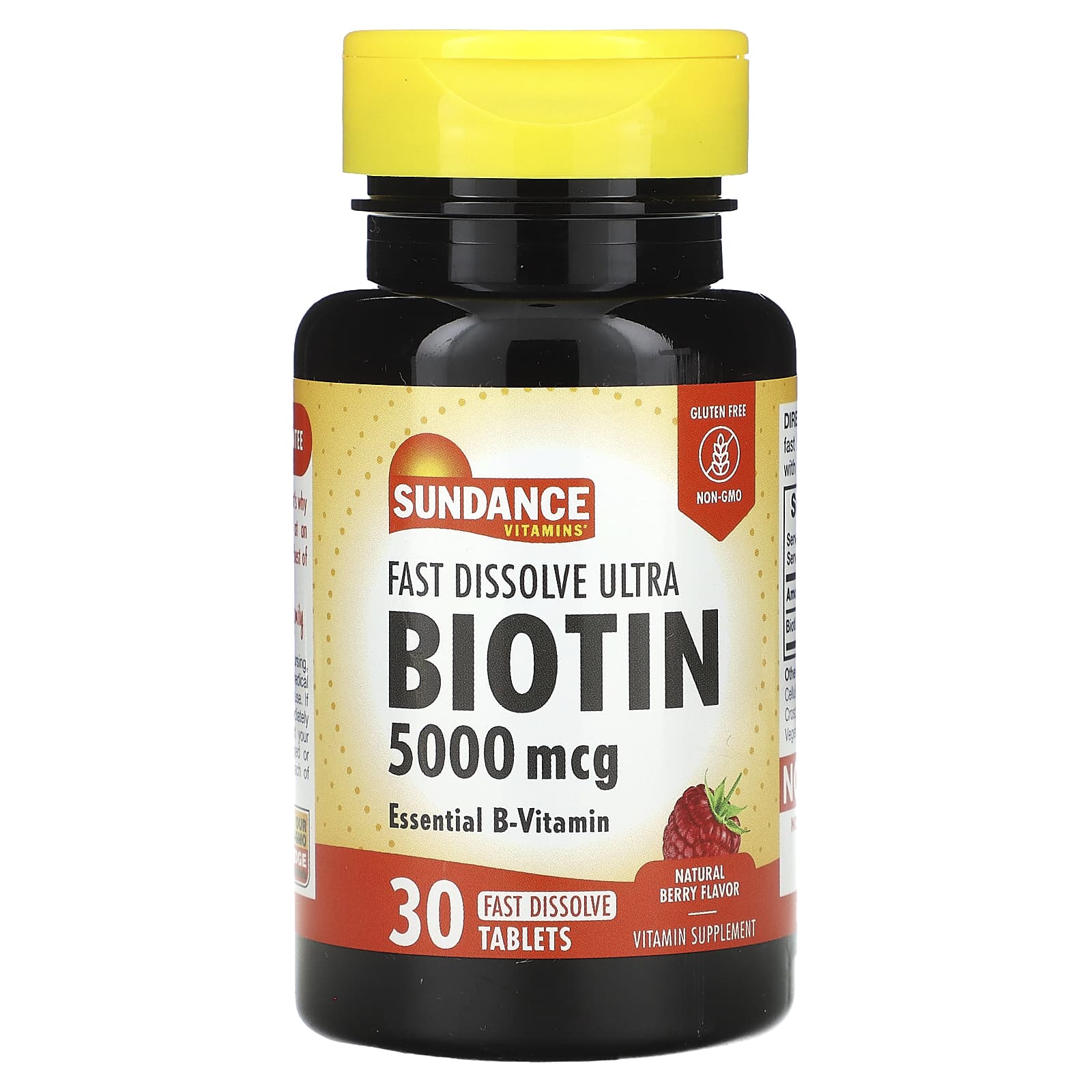 Sundance Vitamins, Fast Dissolve Ultra Biotin, Natural Berry, 5,000 mcg ...
