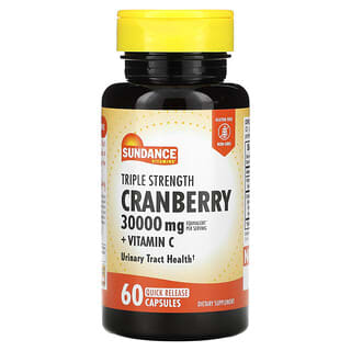 Sundance Vitamins, Cranberry de Potência Tripla, 10.000 mg, 60 Cápsulas de Liberação Rápida