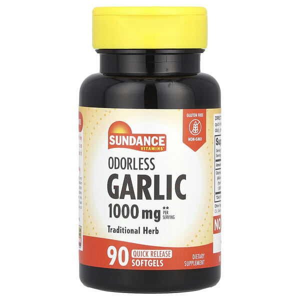 Sundance Vitamins Odorless Garlic, 90 Quick Release Softgels (500 mg per Softgel)