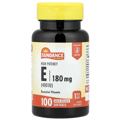 Sundance Vitamins, High Potency E, 180 mg (400 IU), 100 Quick Release Softgels