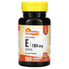 Vitamina E, Alta potencia, 180 mg (400 UI), 100 cápsulas blandas de liberación rápida