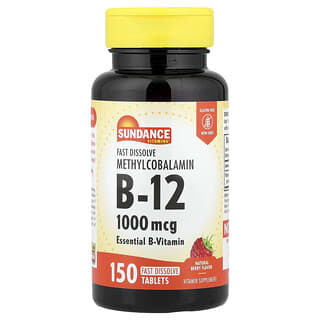 Sundance Vitamins, Snabb upplösning av metylkobalamin B-12, naturligt bär, 1 000 mcg, 150 tabletter med snabb upplösning