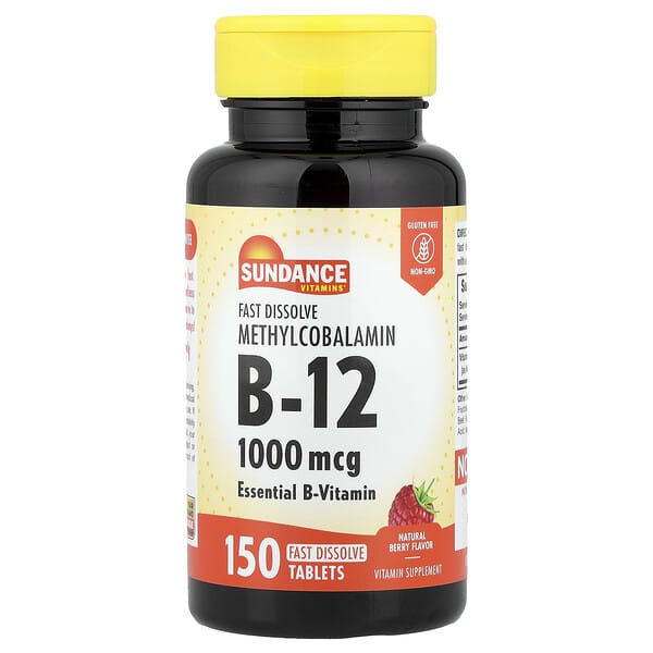 Sundance Vitamins, 빠른 용해 메틸코발라민 B-12, 천연 베리, 1,000mcg, 빠른 용해 정제 150정