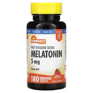Sundance Vitamins, Fast Dissolve Ultra Melatonin, Natural Berry, 5 mg, 180 Fast Dissolve Tablets