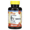 Vitamine D3 haute efficacité, 25 µg (1000 UI), 300 capsules à libération rapide