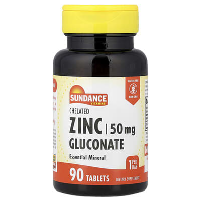 Sundance Vitamins, Chelated Zinc Gluconate, 50 mg, 90 Tablets