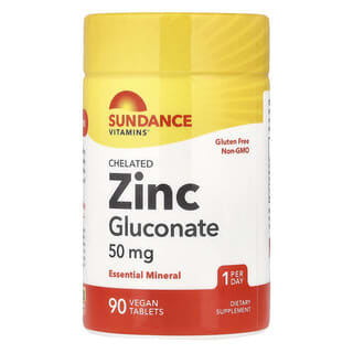 Sundance, Chelatowany glukonian cynku, 50 mg, 90 tabletek