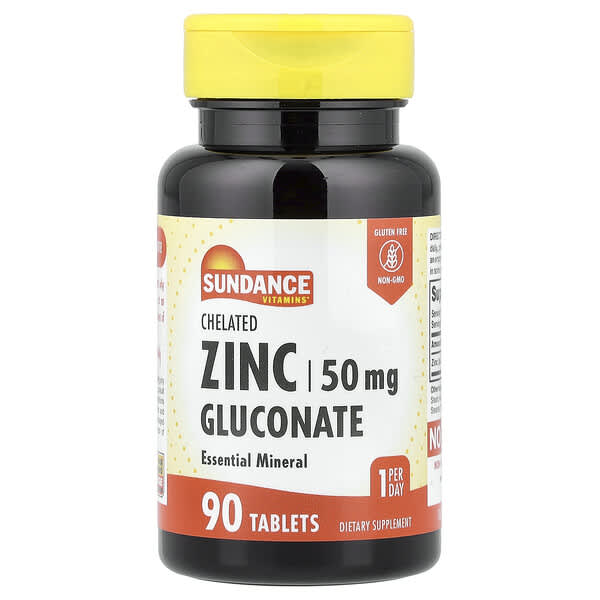 Sundance Vitamins, 킬레이트화아연글루코네이트, 50mg, 90정