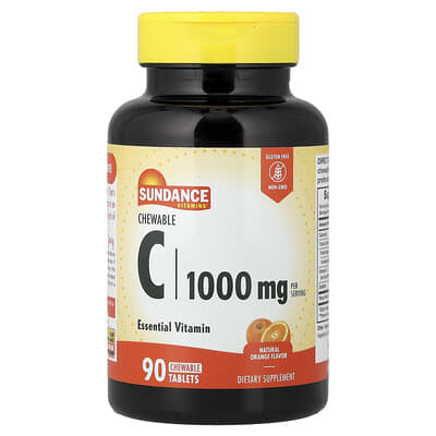 Sundance Vitamins, Chewable Vitamin C, Natural Orange Flavor, 1000 mg, 90 Chewable Tablets (500 mg Each)