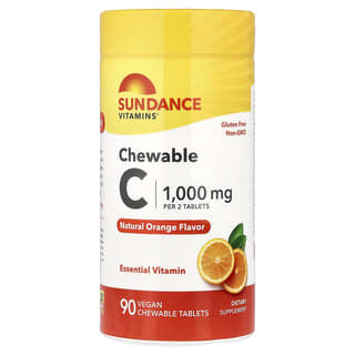 Sundance Vitamins, Vitamina C masticable, Naranja natural, 90 comprimidos masticables (500 mg por comprimido)