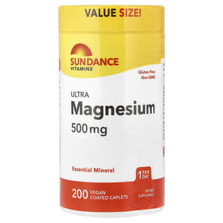 Sundance Vitamins, Ultra Magnesium, 500 mg, 200 Vegan Coated Caplets