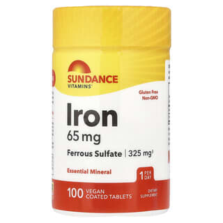 Sundance Vitamins, Iron, 65 mg, 100 Vegan Coated Tablets