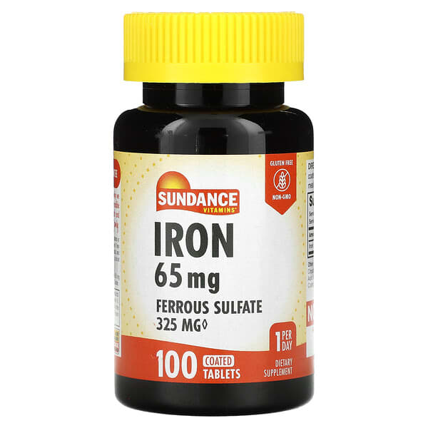 Sundance Vitamins, Iron, 65 mg, 100 Coated Tablets