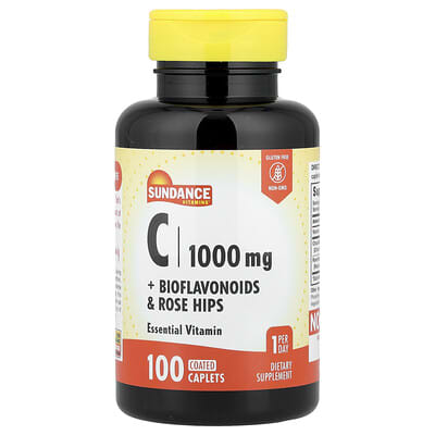 Sundance Vitamins, C + Bioflavonoids & Rose Hips, 100 Coated Tablets