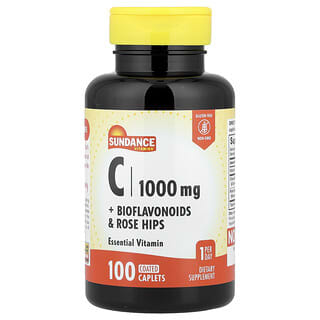 Sundance Vitamins, C + Bioflavonoidi e rosa canina, 100 compresse rivestite