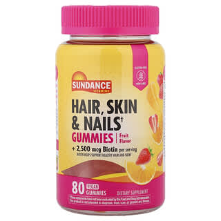 Sundance Vitamins, 头发、皮肤和指甲支持软糖，天然水果味，80 粒全素软糖