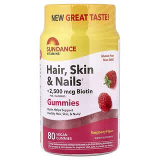 Sundance Vitamins, Gomitas para el cabello, la piel y las uñas, Frutas, 80 gomitas veganas