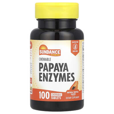 Sundance Vitamins, Papaya Enzyme Chewable Tablets, Natural Tropical Flavor, 100 Chewable Tablets