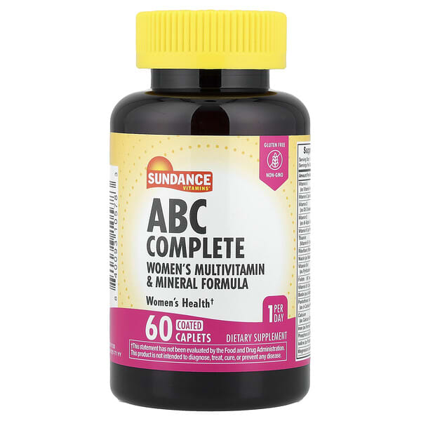 Sundance Vitamins, ABC Complete, Formule de multivitamines et de minéraux pour femmes, 60 comprimés enrobés