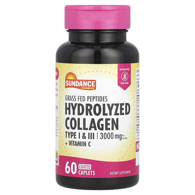 Sundance Vitamins, Hydrolyzed Collagen Type I & III + Vitamin C, 60 Coated Tablets