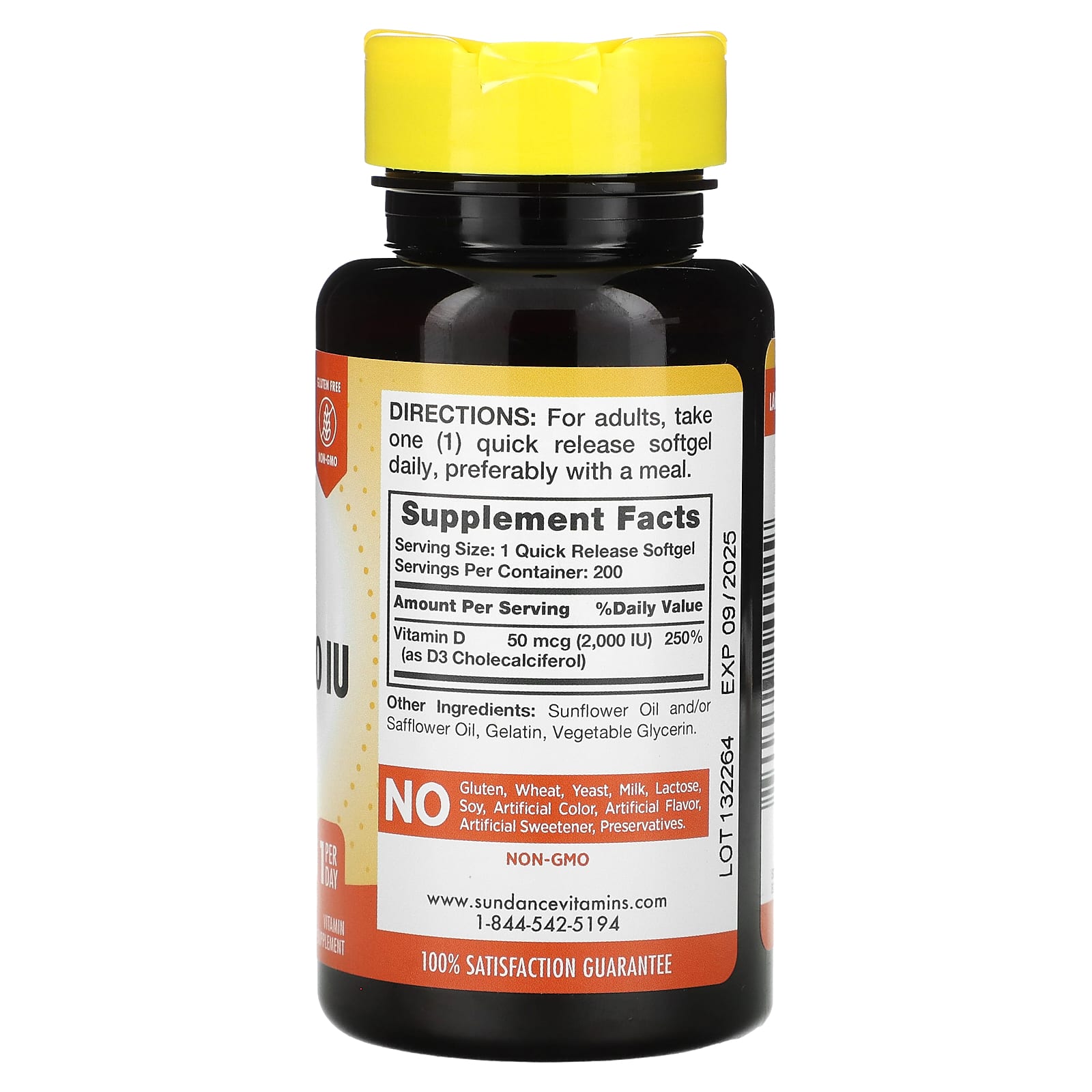Sundance Vitamins, High Potency D3, 50 mcg (2,000 IU), 200 Quick ...