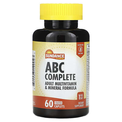 Sundance Vitamins, ABC Complete, Multivitamin and Mineral Formula for Adults, 60 Coated Caplets