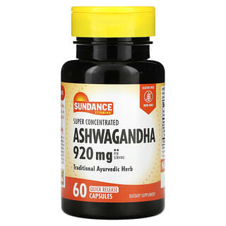 Sundance Vitamins, суперконцентрована ашваганда, 920 мг, 60 капсул зі швидким вивільненням (460 мг у капсулі)