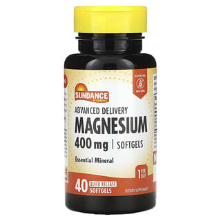 Sundance Vitamins, Magnésio, Entrega Avançada, 400 mg, 40 Cápsulas Softgel de Liberação Rápida