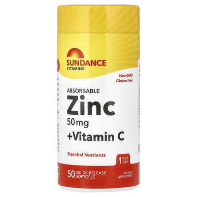 Sundance Vitamins, Zinc + Vitamin C, Absorbable, 50 Quick-Release Softgels