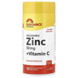 Sundance Vitamins, Zinc y vitamina C, 50 cápsulas blandas de liberación rápida