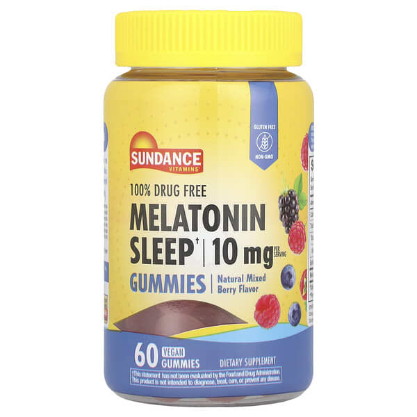 Sundance Vitamins, 睡眠幫助褪黑荷爾蒙軟糖，天然混合漿果味，10 毫克，60 粒全素軟糖（每粒軟糖 5 毫克）