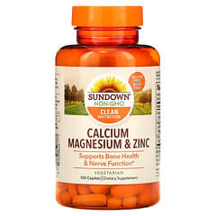 Sundown Naturals, Calcium, Magnésium et zinc, 100 comprimés-capsules
