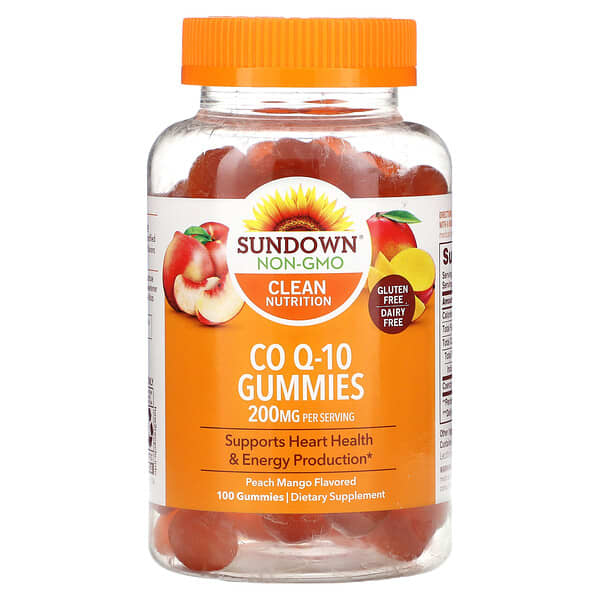 Sundown Naturals‏, Co Q-10 Gummies, Peach Mango , 100 mg, 100 Gummies