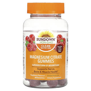 Sundown Naturals, Magnesium Citrate Gummies, Raspberry, 60 Gummies