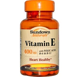 Sundown Naturals, Vitamin E, 400 IU, 60 Softgels
