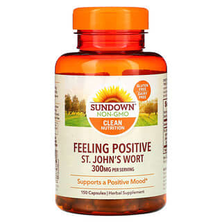 Sundown Naturals, Feeling Positive, Hierba de San Juan, 150 mg, 150 cápsulas