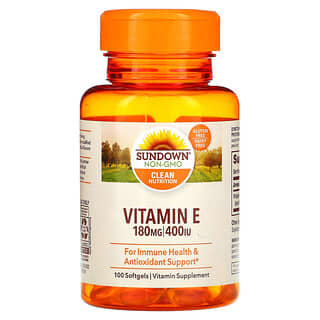 Sundown Naturals, Vitamine E, 180 mg (400 IU), 100 capsules à enveloppe molle