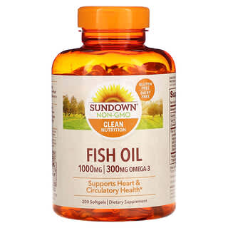 Sundown Naturals, Huile de poisson, 1000 mg, 200 capsules à enveloppe molle