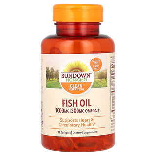 Sundown Naturals, Aceite de pescado, 1000 mg, 72 cápsulas blandas