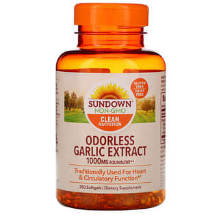 Sundown Naturals, Extracto de ajo inodoro, 1000 mg, 250 cápsulas blandas