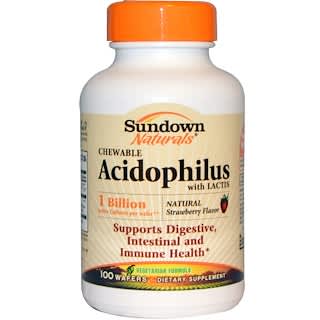 Sundown Naturals, Chewable Acidophilus with Lactis, Natural Strawberry Flavor, 100 Wafers