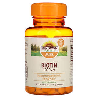 Sundown Naturals, Biotina, 1.000 mcg, 120 comprimidos