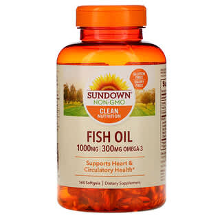 Sundown Naturals, Aceite de pescado, 1000 mg, 144 cápsulas blandas