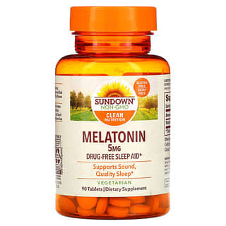 Sundown Naturals, Mélatonine, 5 mg, 90 comprimés