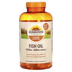 Sundown Naturals, Aceite de pescado, 1200 mg, 300 cápsulas blandas