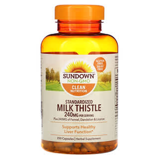 Sundown Naturals, Chardon-Marie standardisé, 240 mg, 250 capsules (120 mg par capsule)