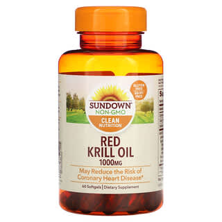 Sundown Naturals, Aceite de kril rojo, 1000 mg, 60 cápsulas blandas