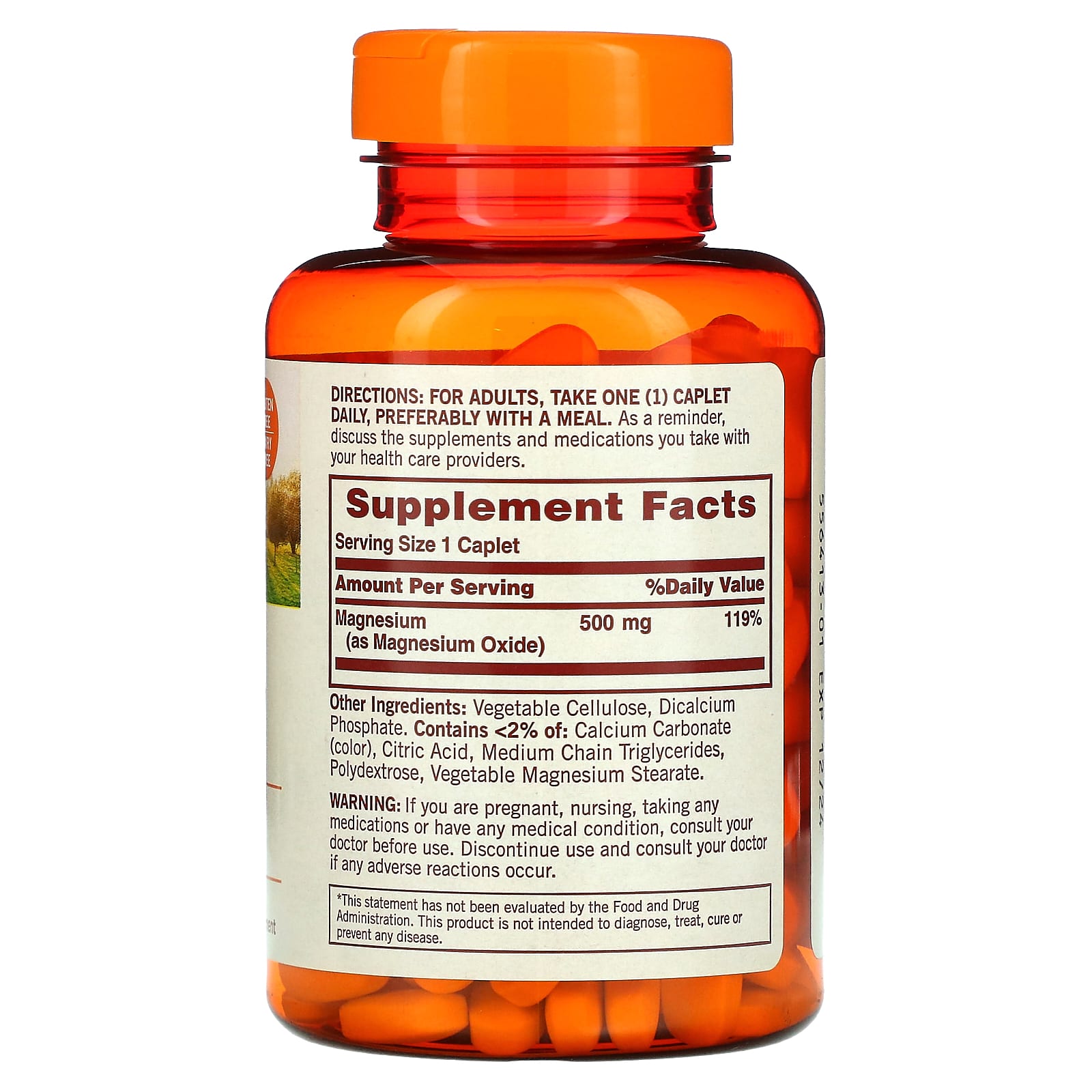 Sundown Naturals, Magnesium, 500 Mg, 180 Coated Caplets