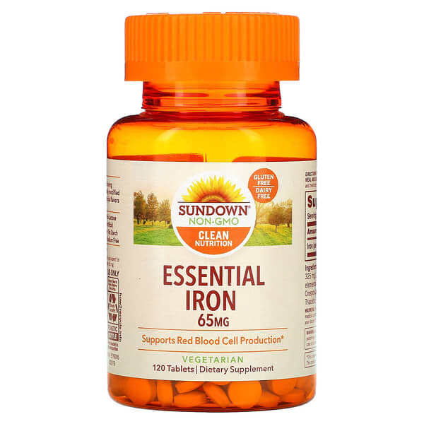 Sundown Naturals, Hierro esencial, 65 mg, 120 comprimidos